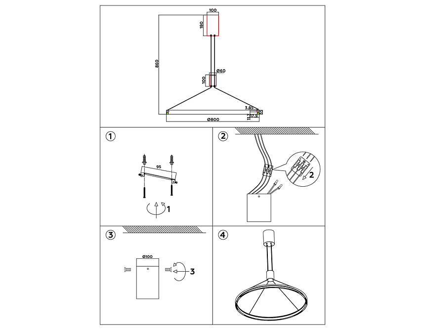 FL5855 WH белый 40W 3000K/4200K/6400K D800*860 (без ПДУ)